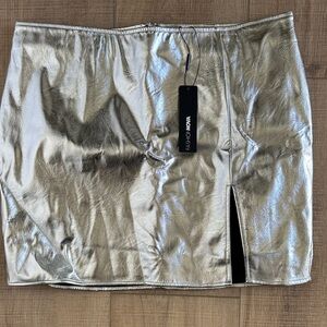 Fashion Nova Shimmering Silver Mini Skirt